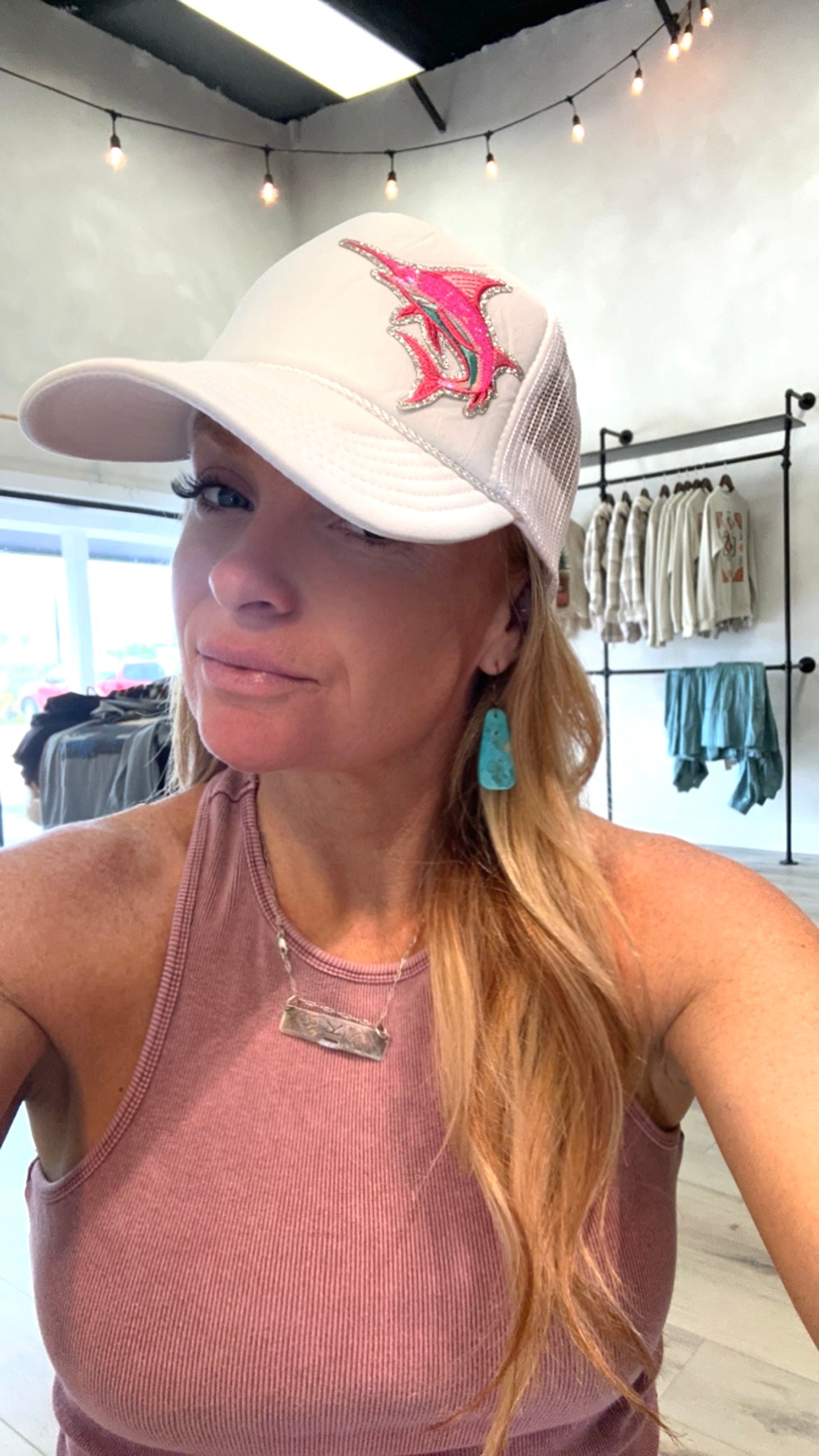 Preppy marlin sequin patch hat