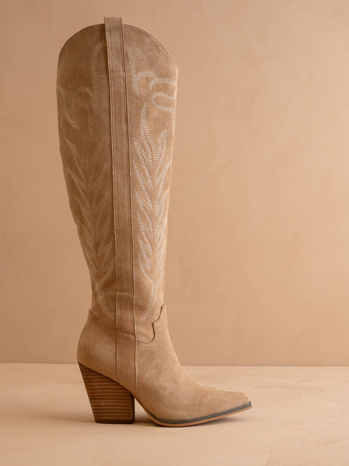 The Bronco Almond | Knee High Cowboy Western Fall Boots