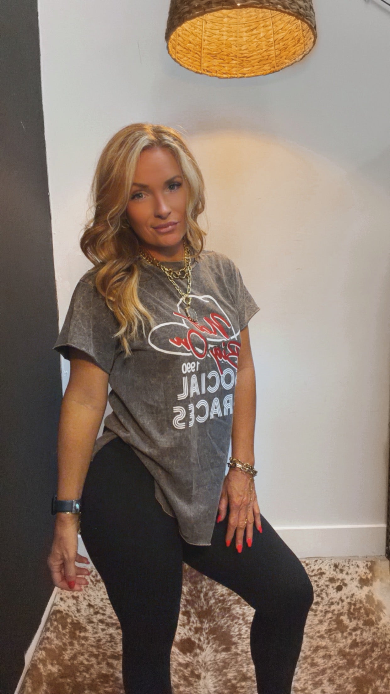 NOT BIG ON SOCIAL GRACES DESTRUCTED SIDE SLIT TEE