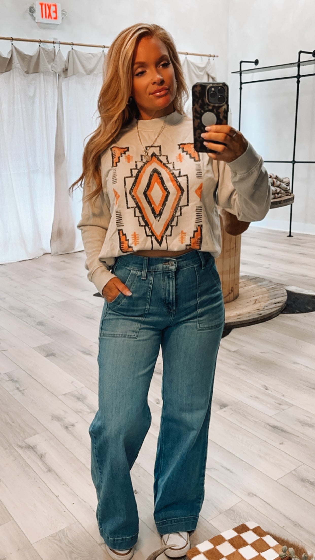 Aztec Mineral Sweatshirt in oatmeal