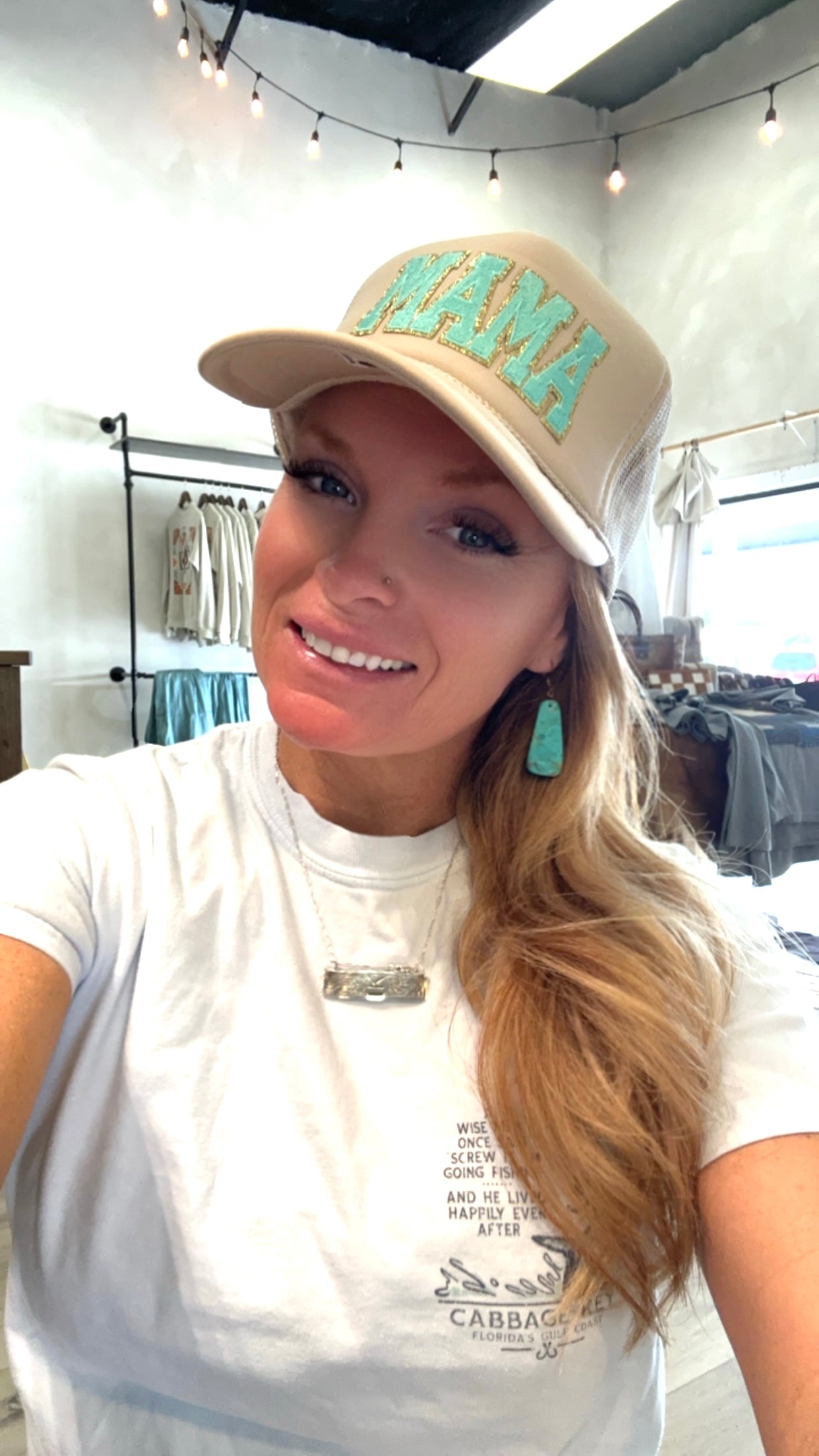 Turquoise Mama trucker hat
