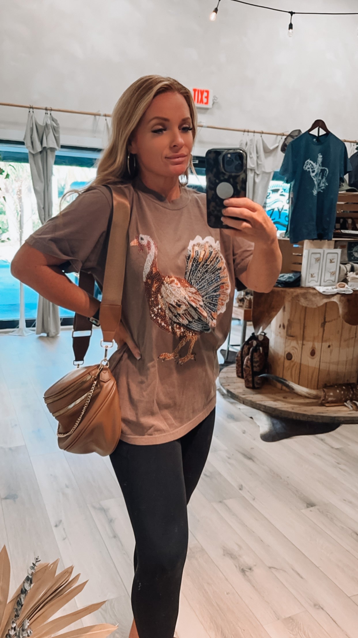 Faux rhinestone turkey tee