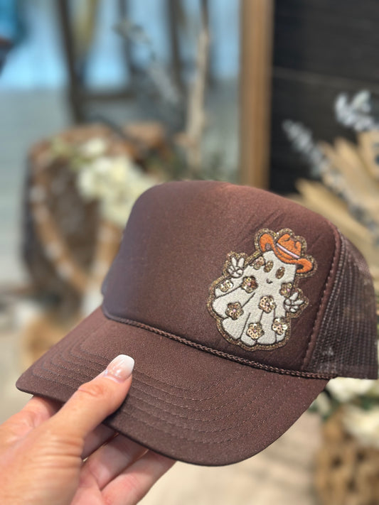 Cowboy ghost sequin patch hat