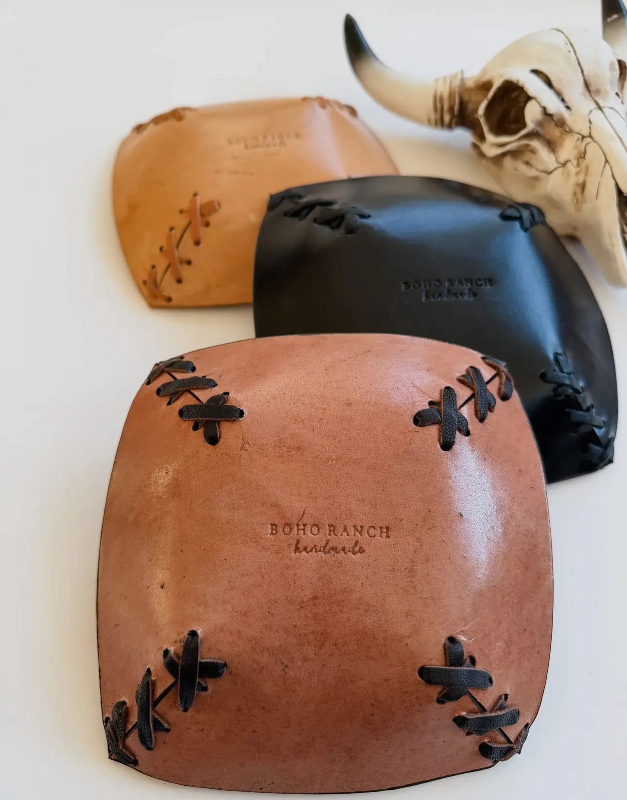 Cowhide leather catch all tray
