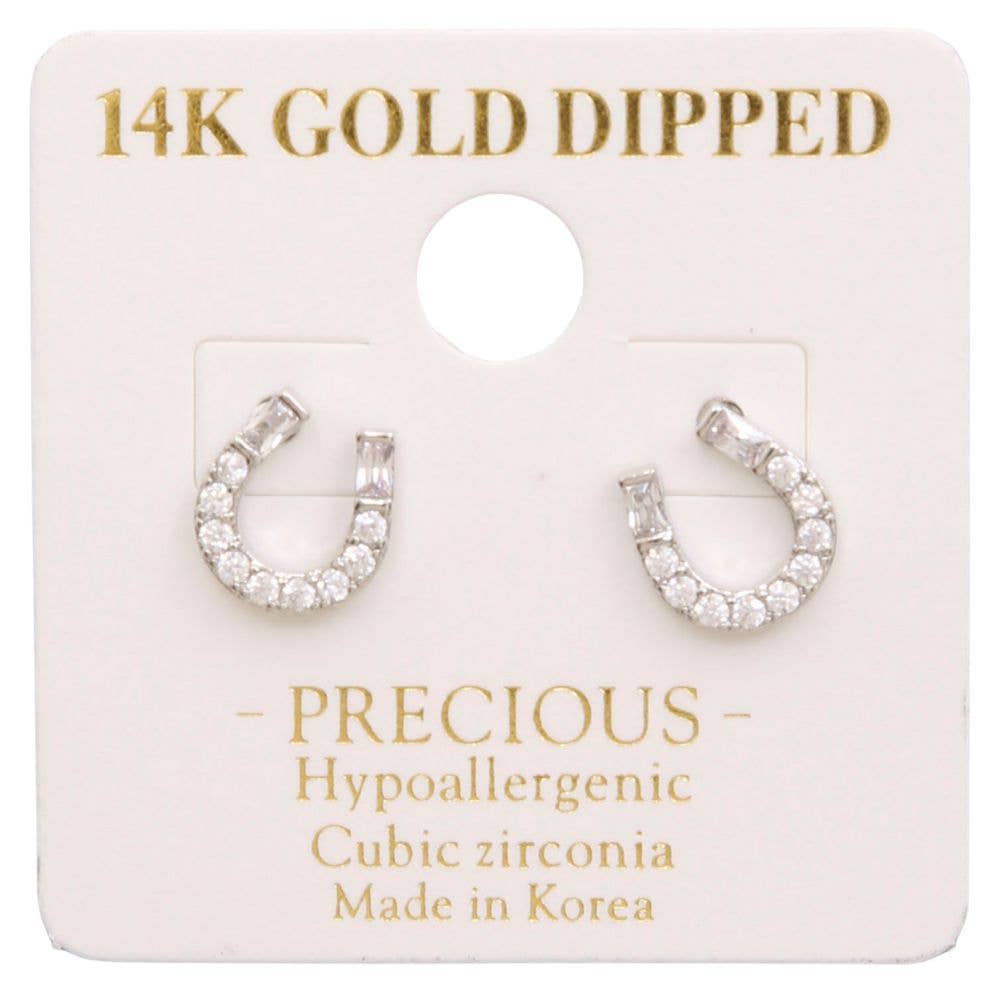 Horseshoe Stud Earring CZ