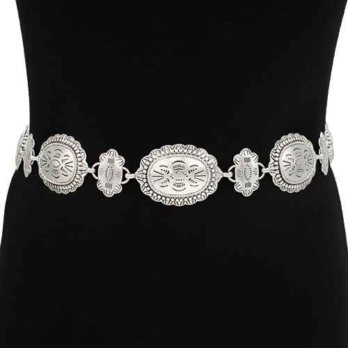 ENGRAVED OVAL CONCHO CHAIN BELT