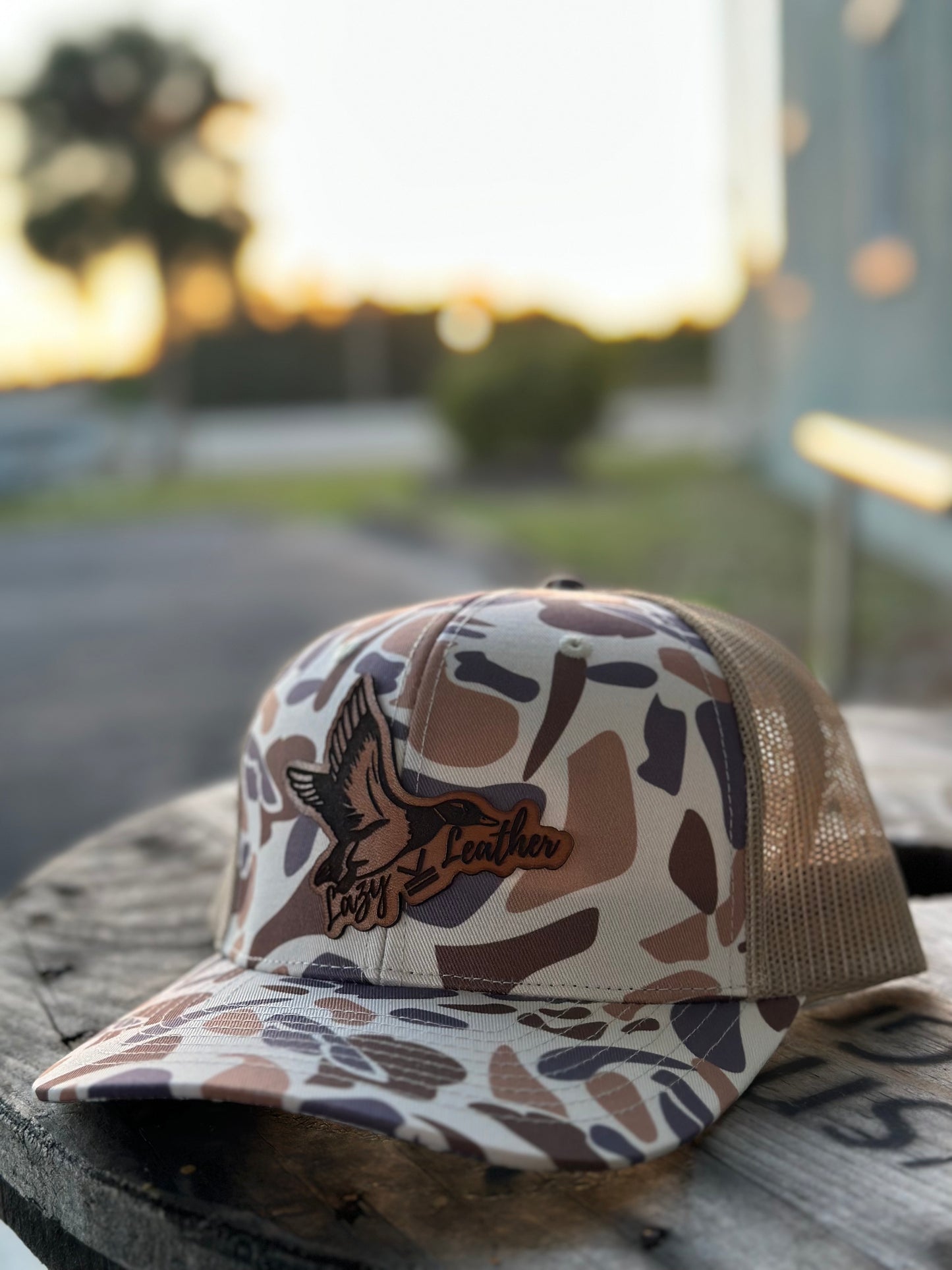 “Lazy k leather” duck logo hat