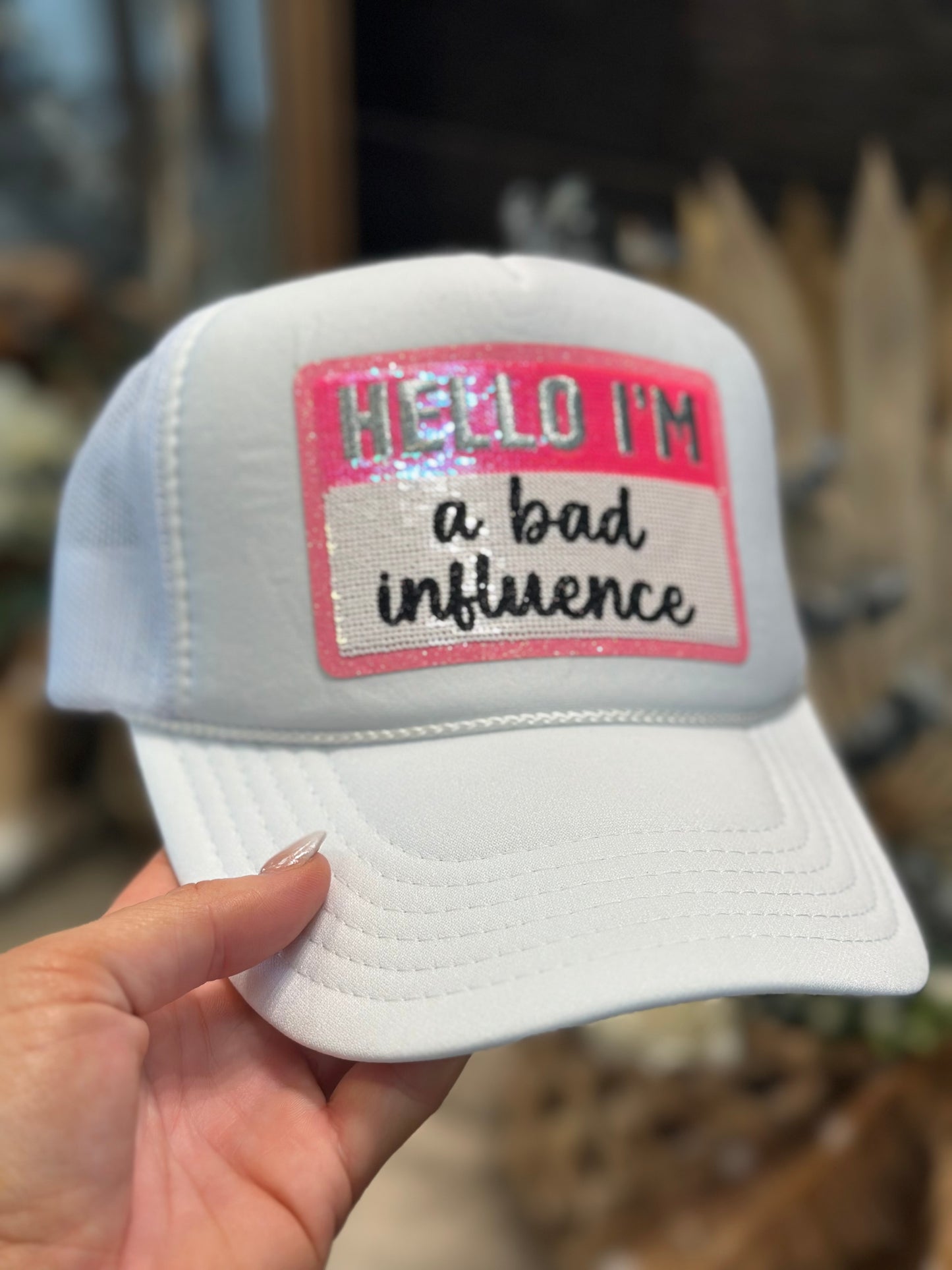 Hello I’m… a bad influence sequins patch