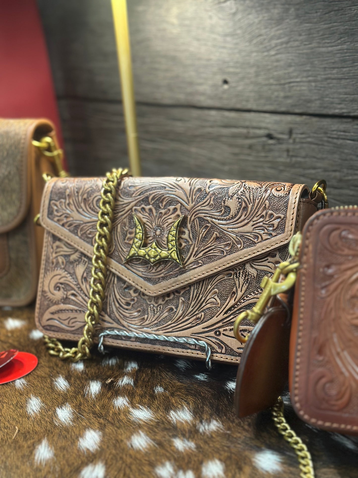 The LW on the go mini tooled chain bag