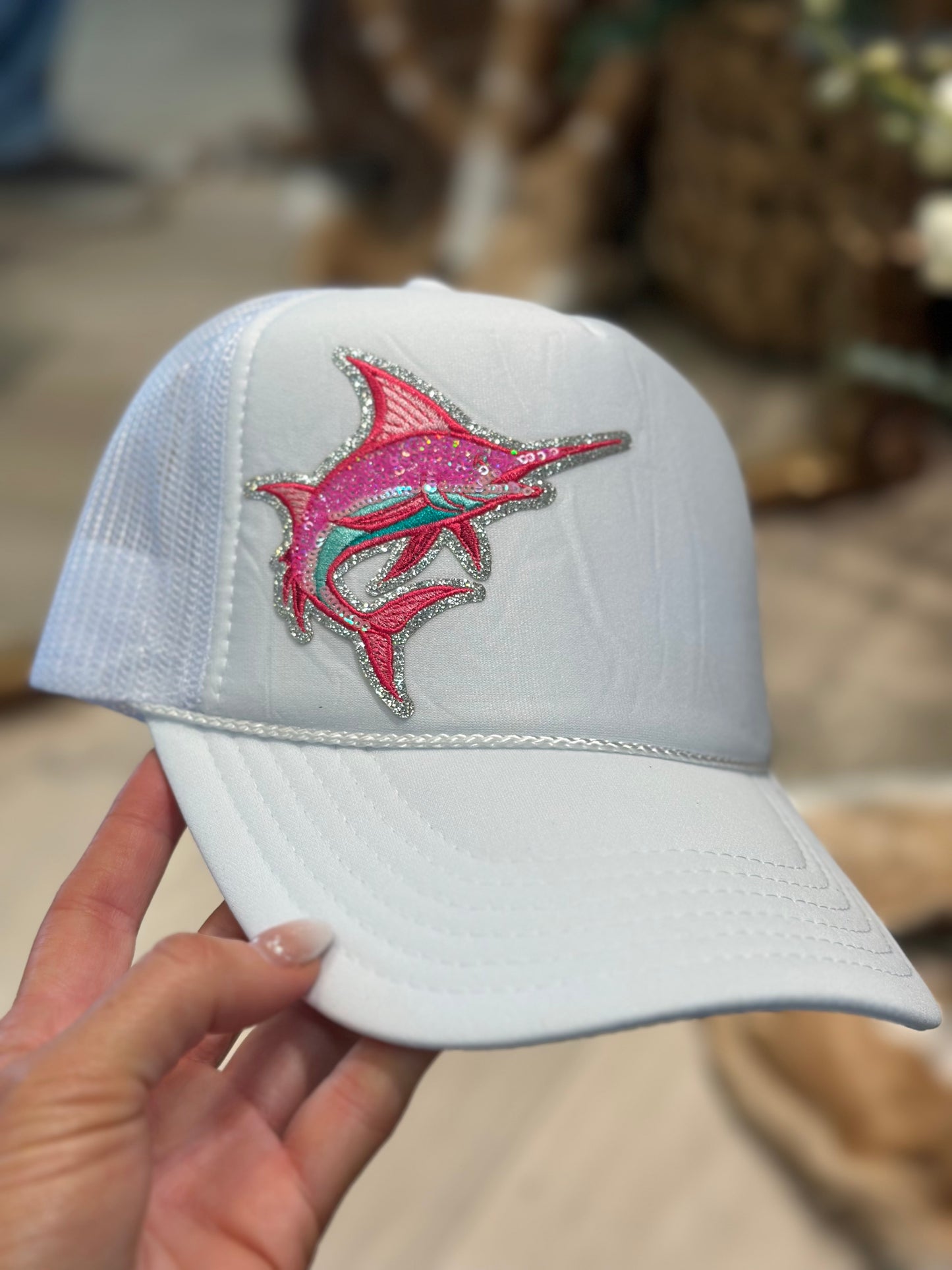 Preppy marlin sequin patch hat