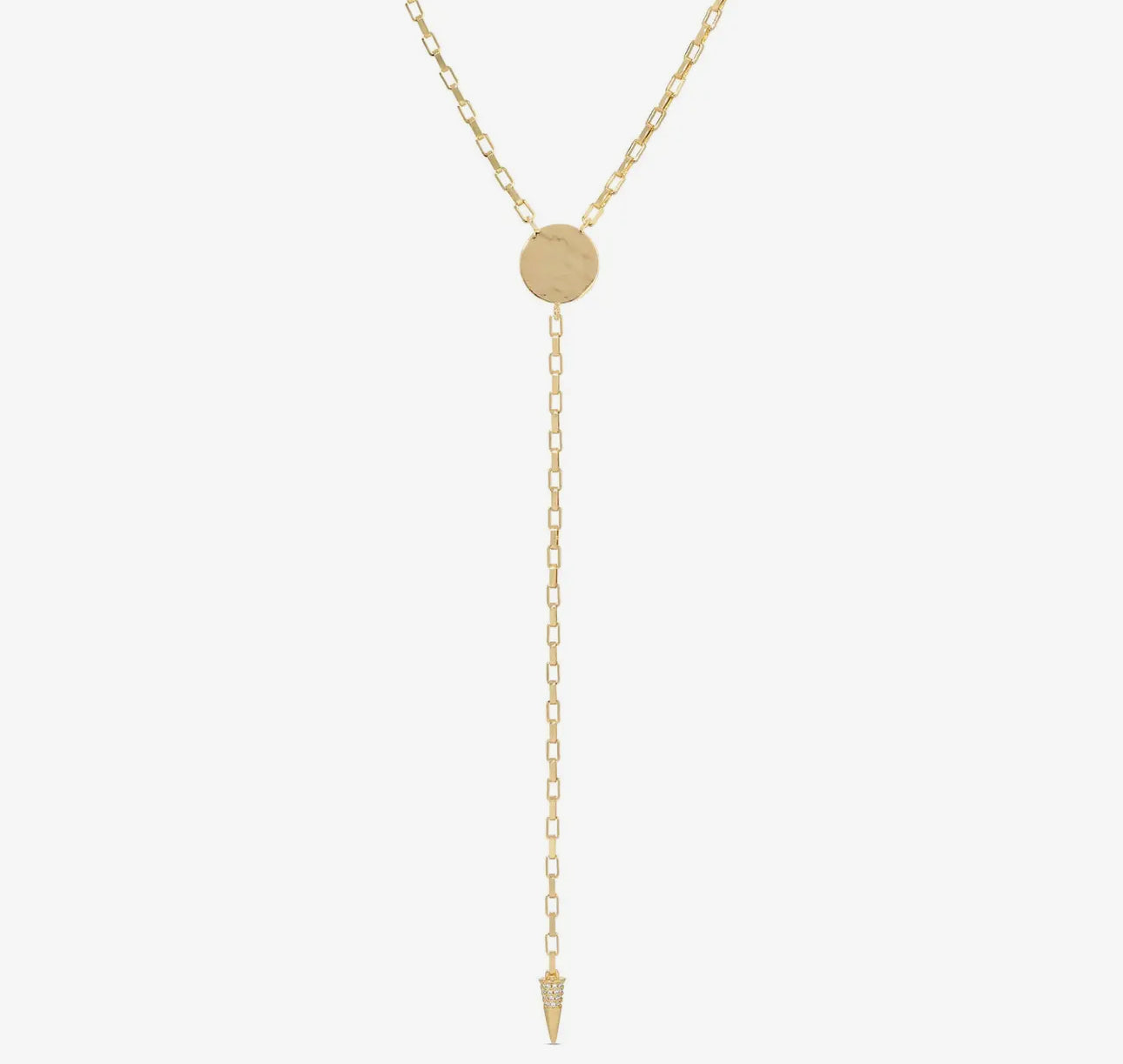 Long gilded lariat necklace