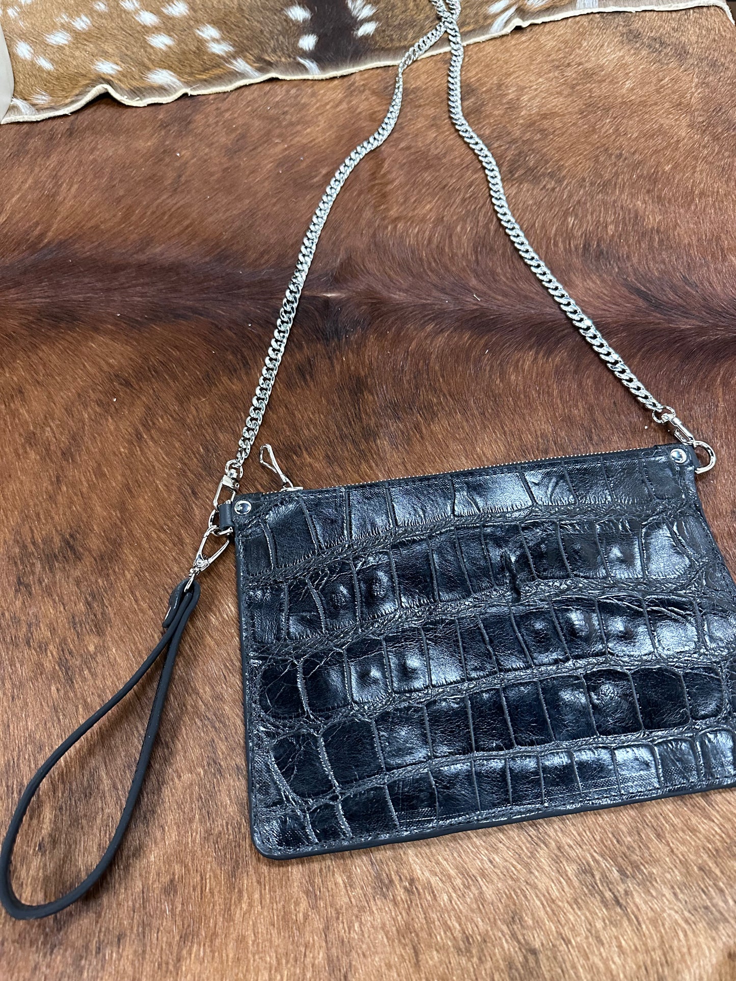 Alligator flat purse