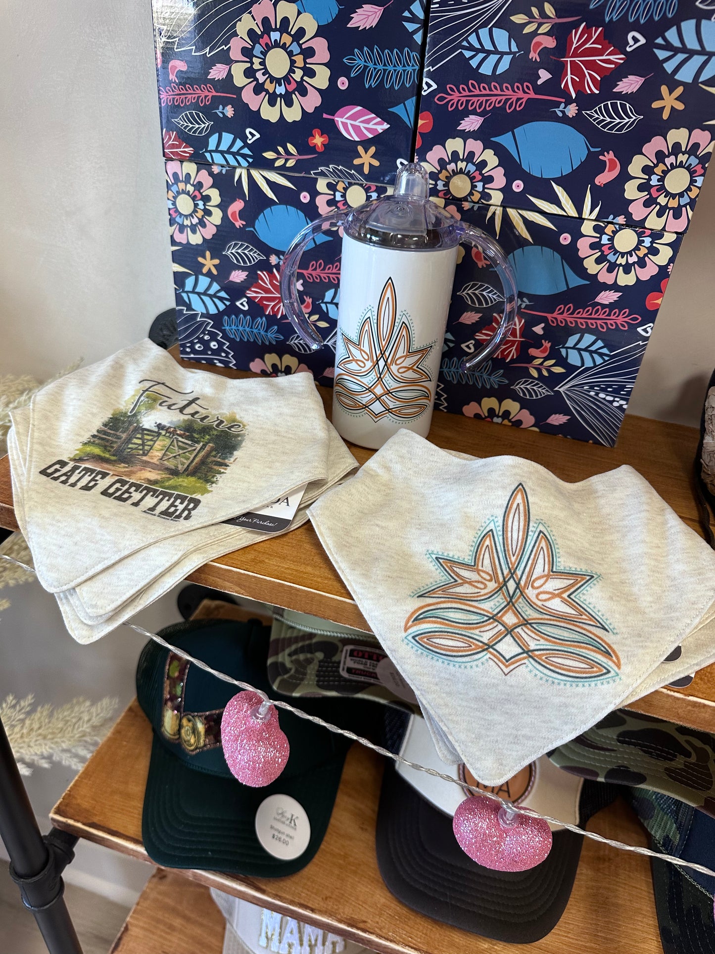 Western boot stitch bandana bib