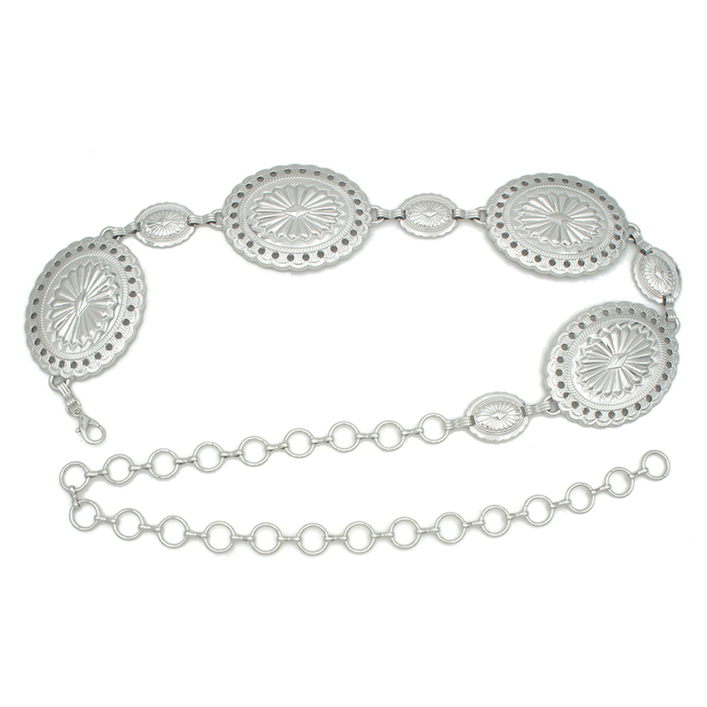 LACE EDGE OVAL CONCHO CHAIN BELT