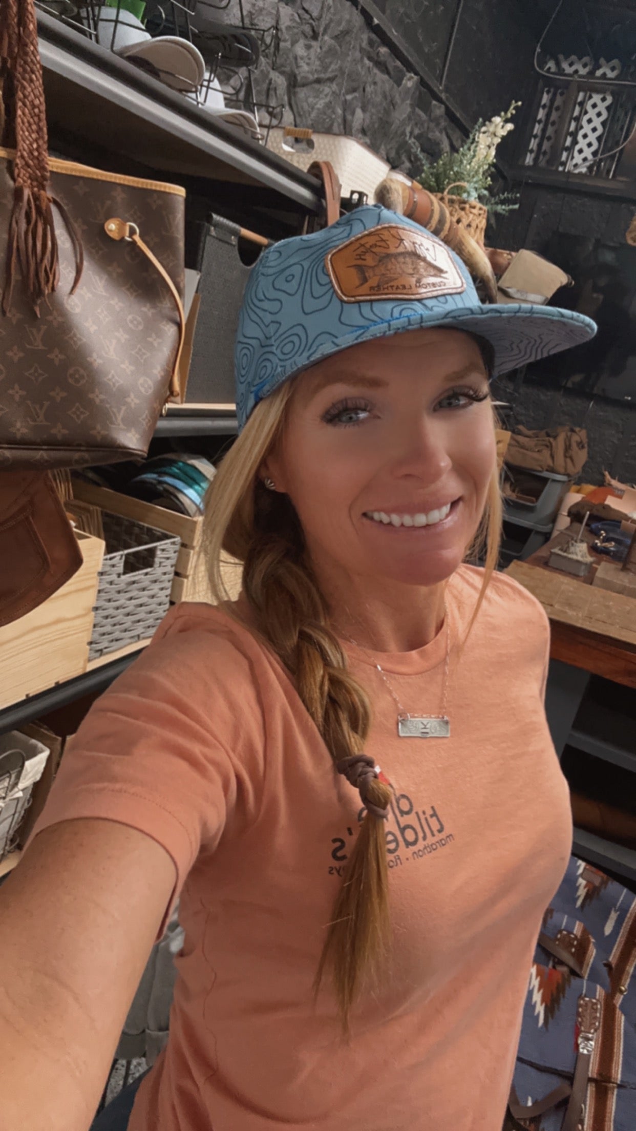 “Lazy K Exotics” hog fish logo hat (blue topography)
