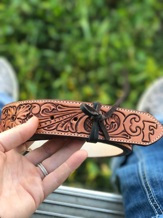 CUSTOM tooled belt YOUTH size 25” and under