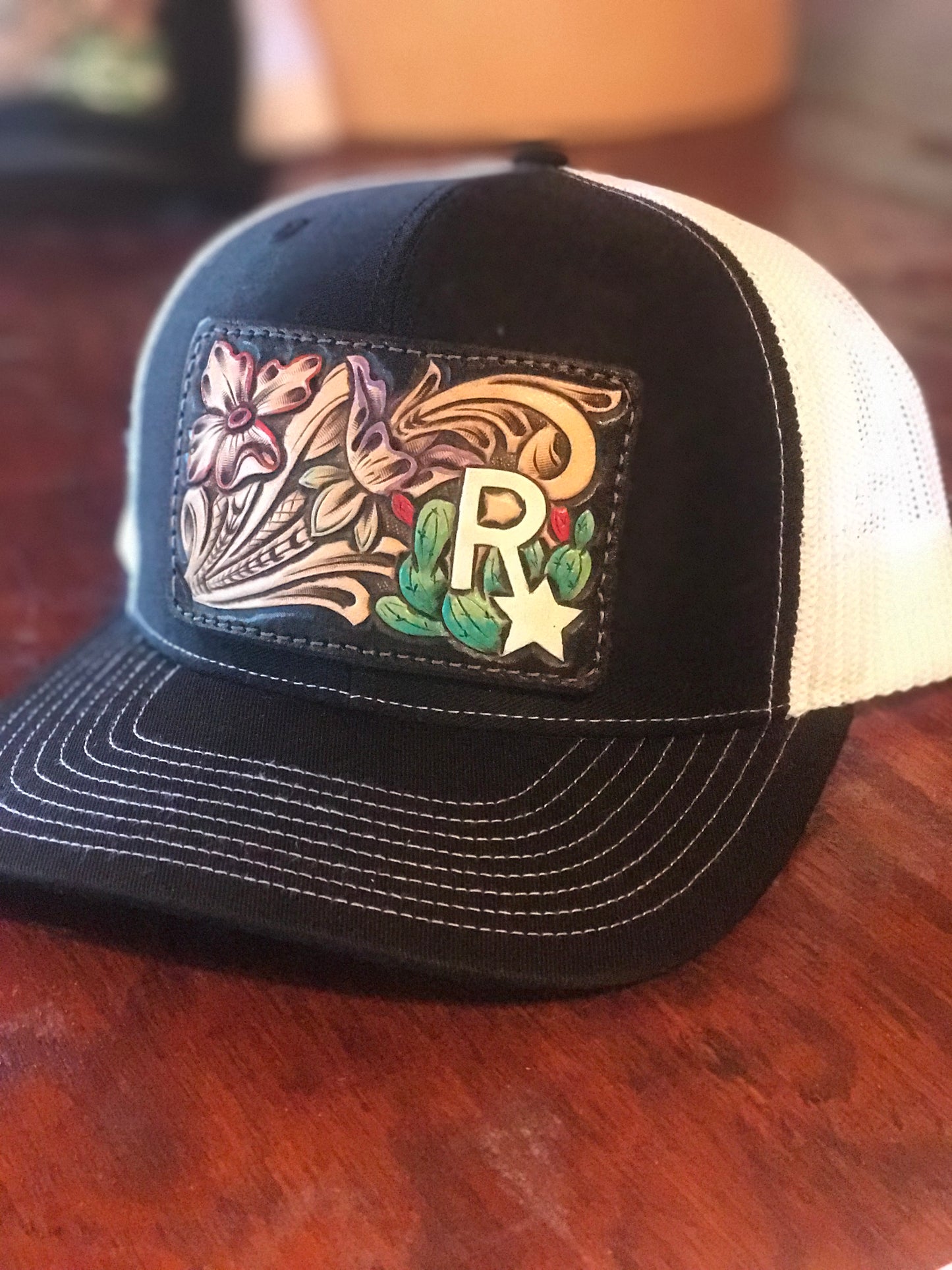 CUSTOM tooled hat patch. MADE RO ORDER