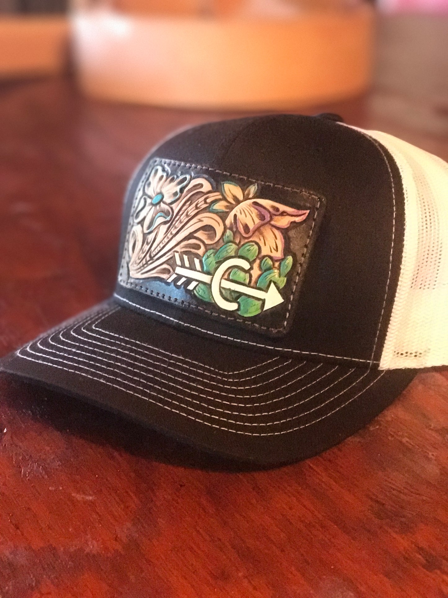CUSTOM tooled hat patch. MADE RO ORDER