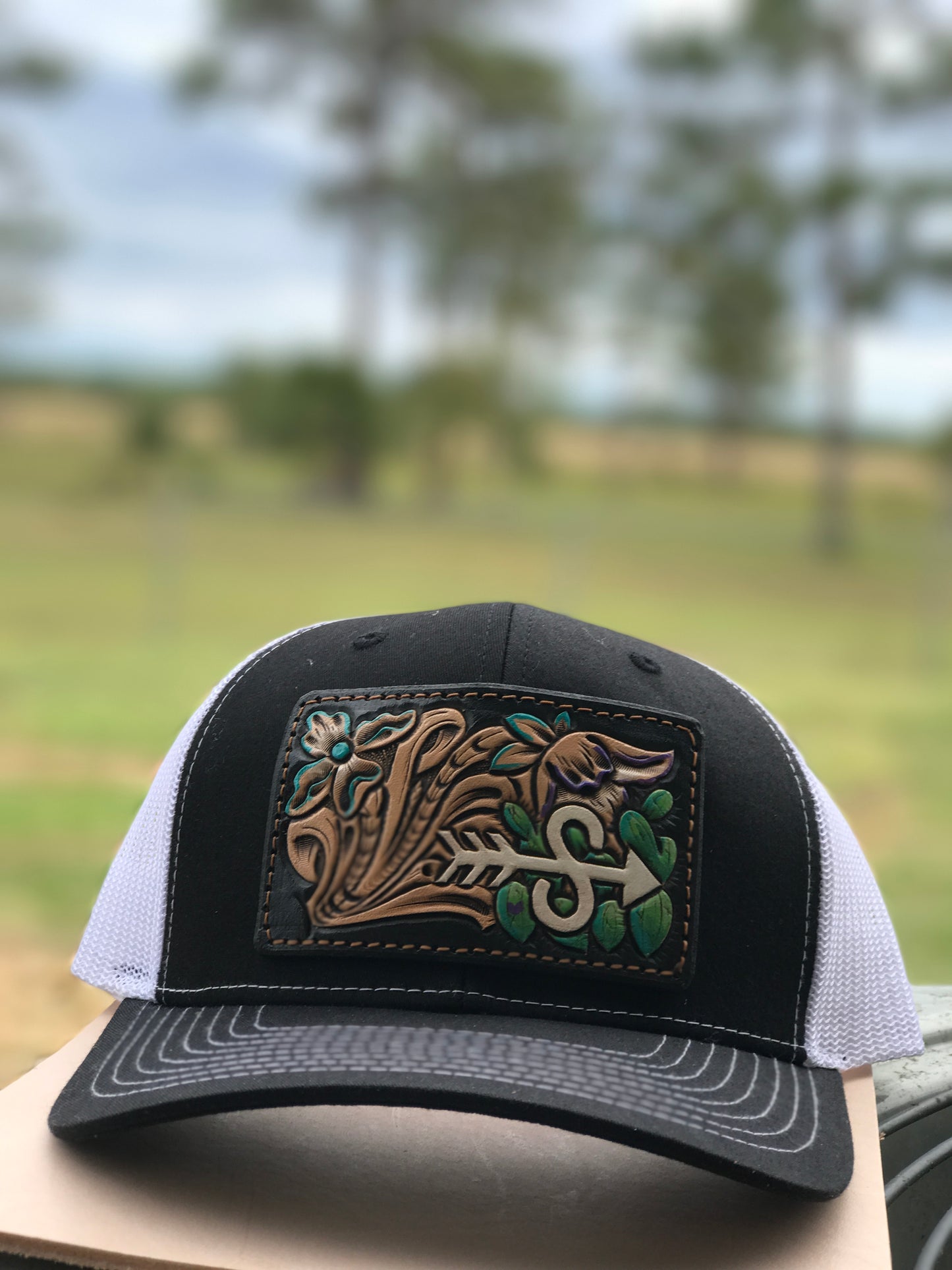 CUSTOM tooled hat patch. MADE RO ORDER