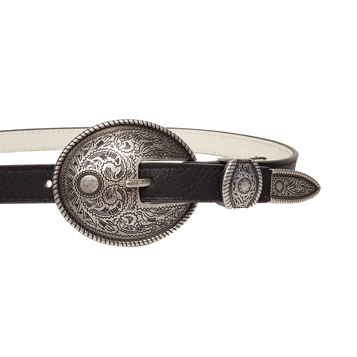 The Westcott Antique Silver Double Buckle Skinny Belt