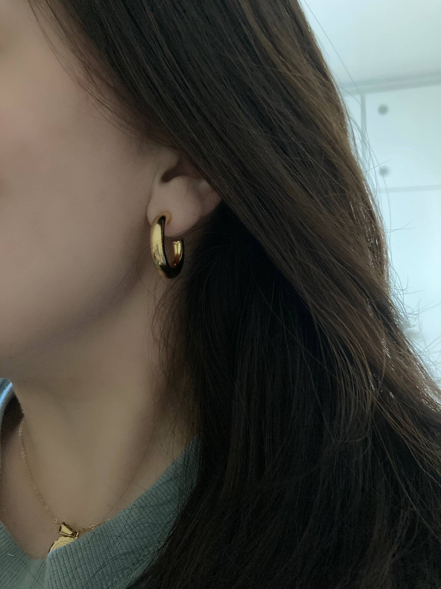 18k Gold Filled Thick Hoop Earrings