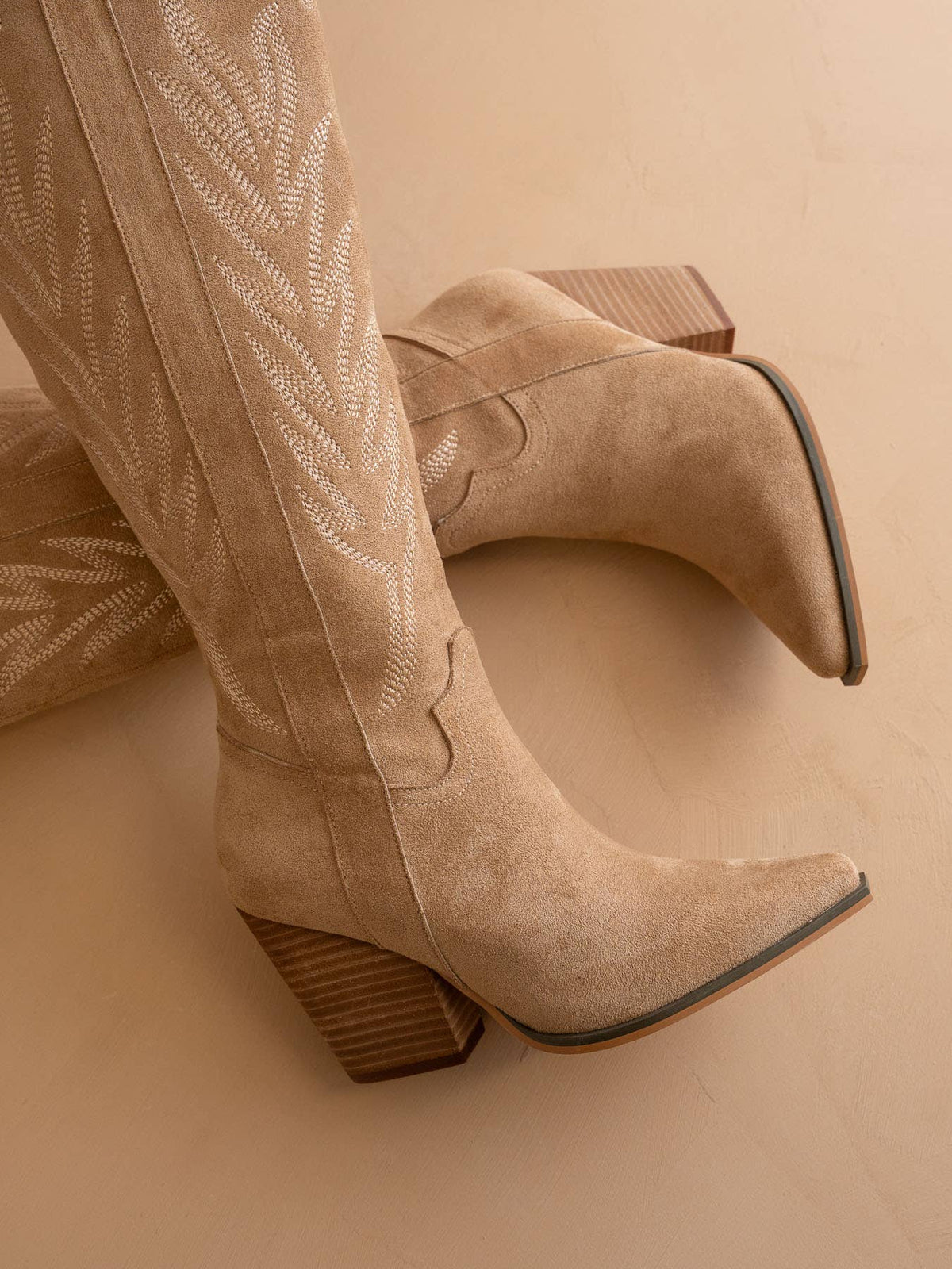 The Bronco Almond | Knee High Cowboy Western Fall Boots
