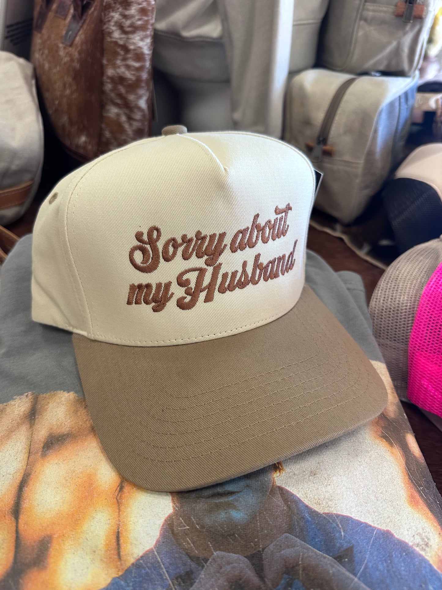 “Sorry about my husband” canvas cap