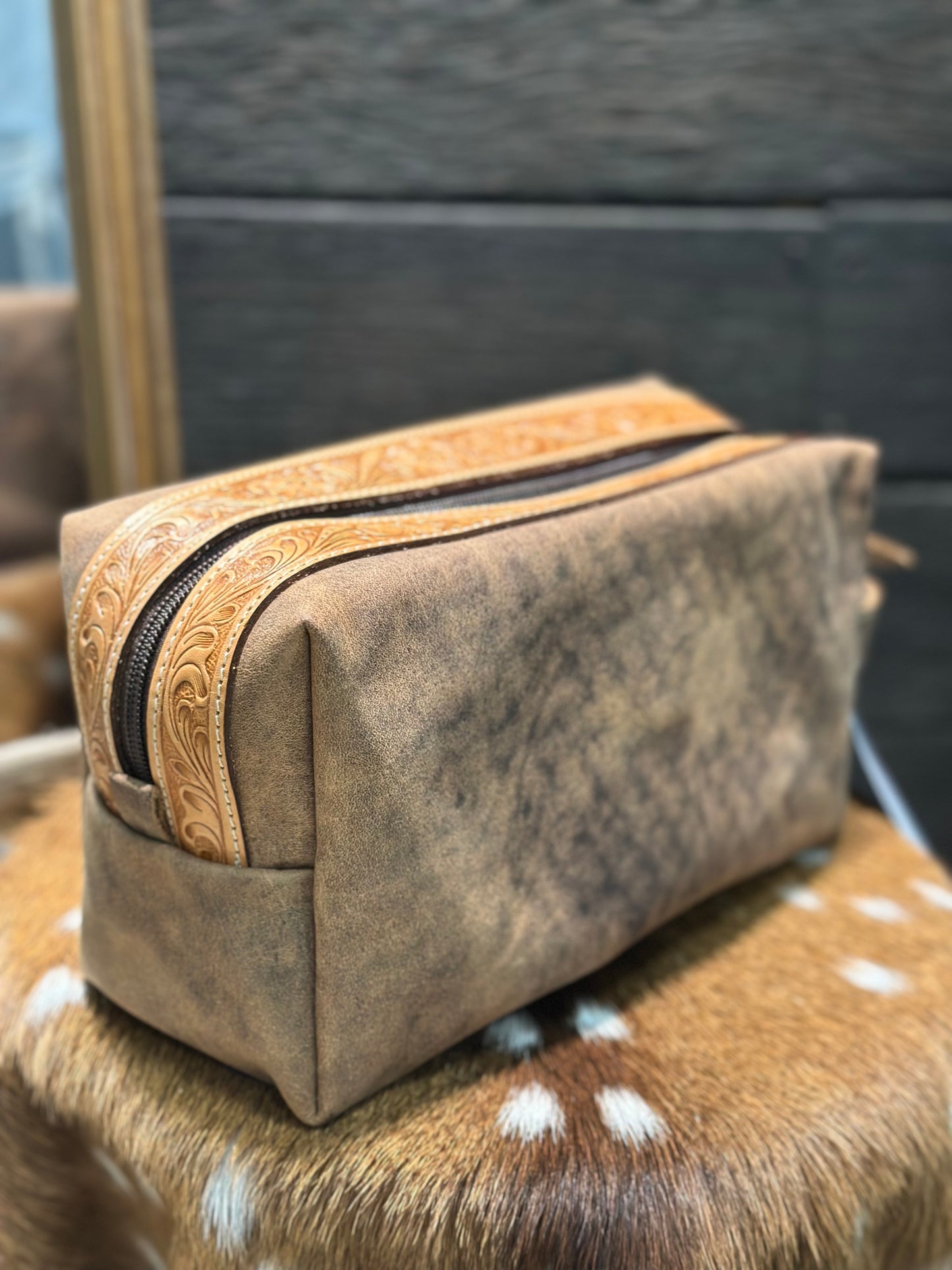 Tooled boot stitch toiletry