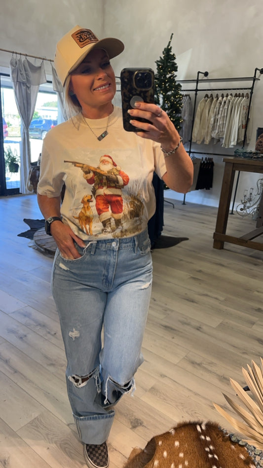 Duck hunting Santa tee