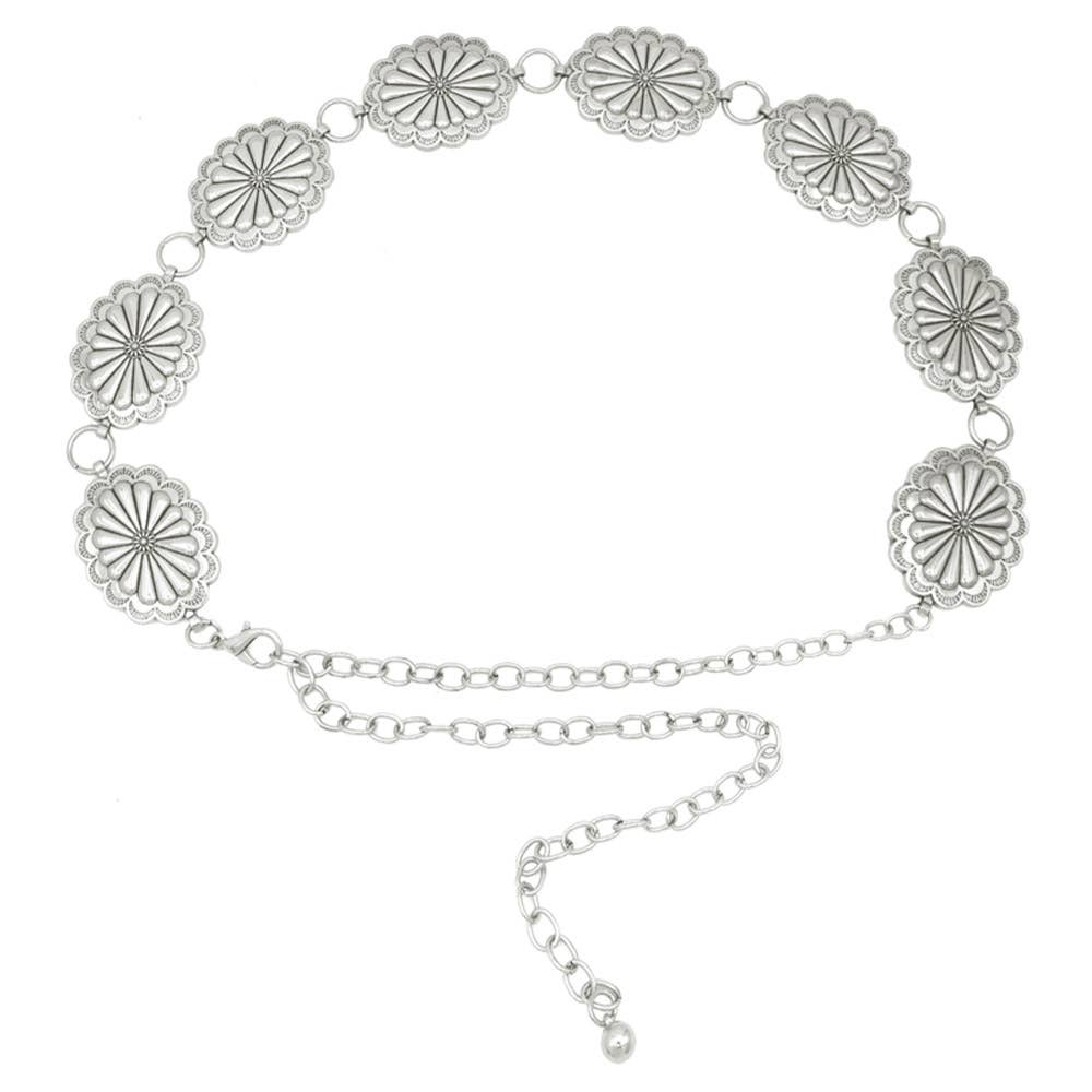 OVAL FLORET CONCHO CHAIN BELT
