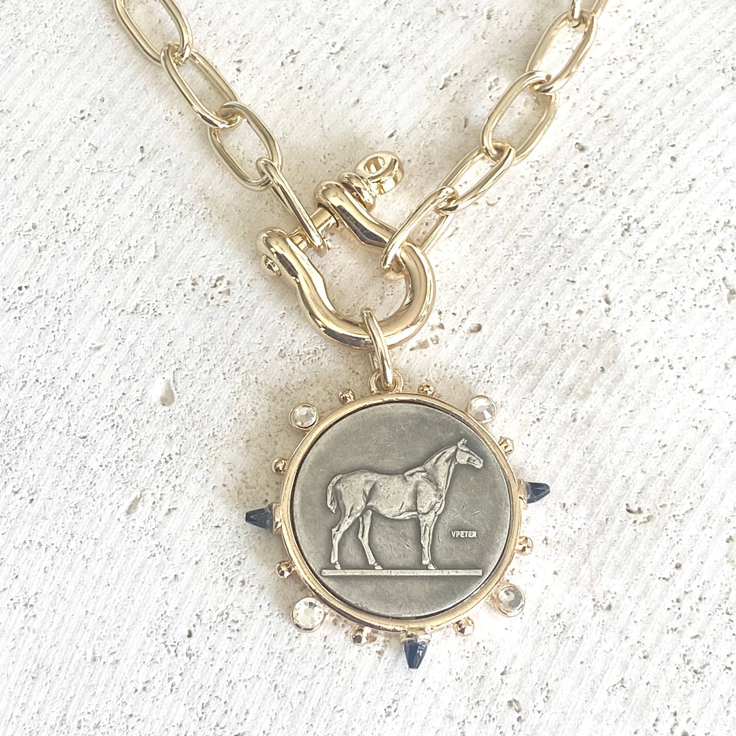 The Derby Horse coin shackle necklace  