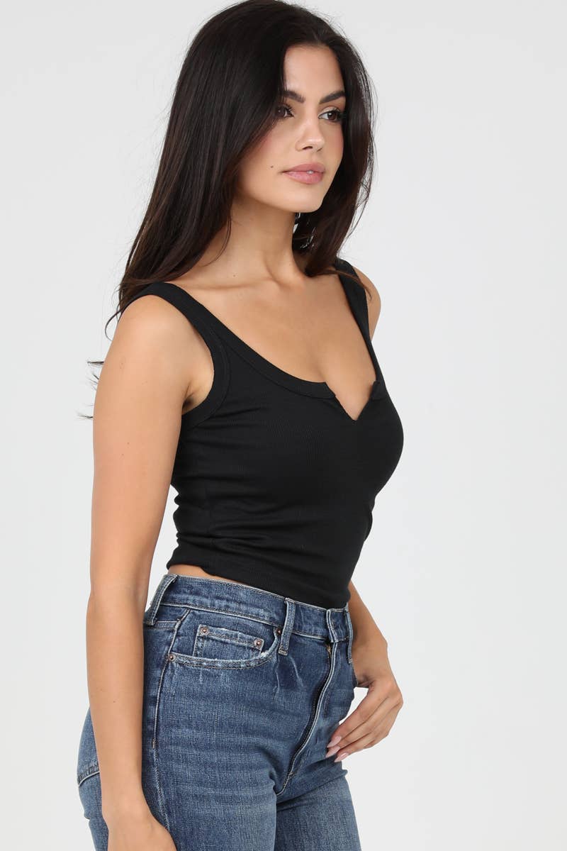 NOTCH NECK RIB TANK TOP