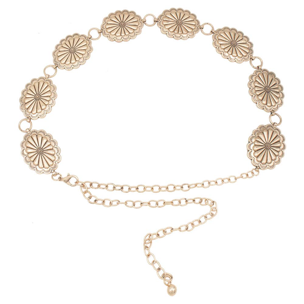OVAL FLORET CONCHO CHAIN BELT
