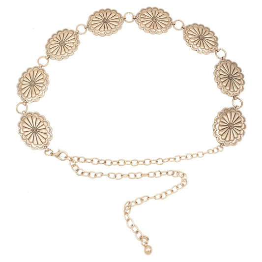 OVAL FLORET CONCHO CHAIN BELT