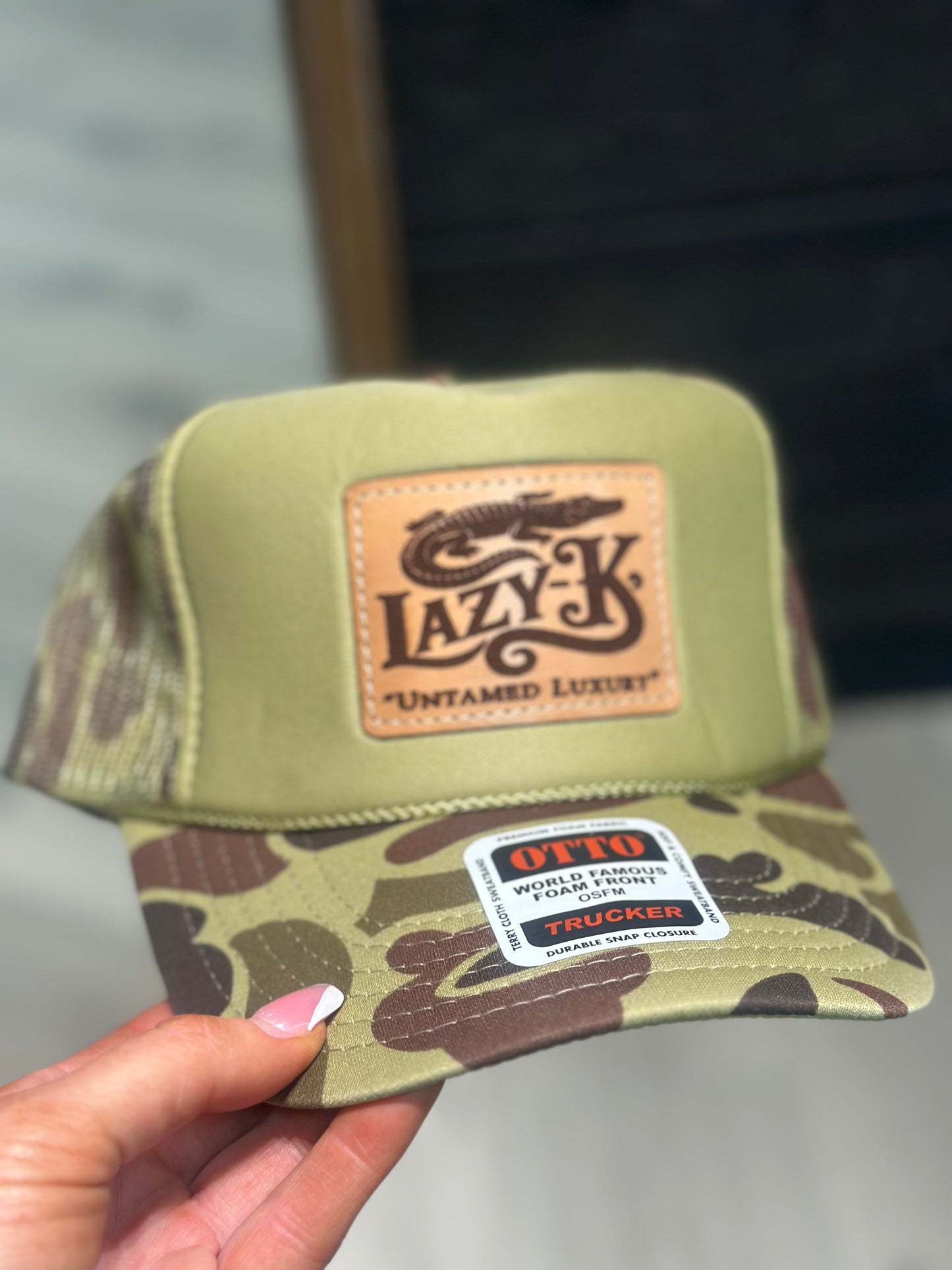 Lazy K leather patch hat