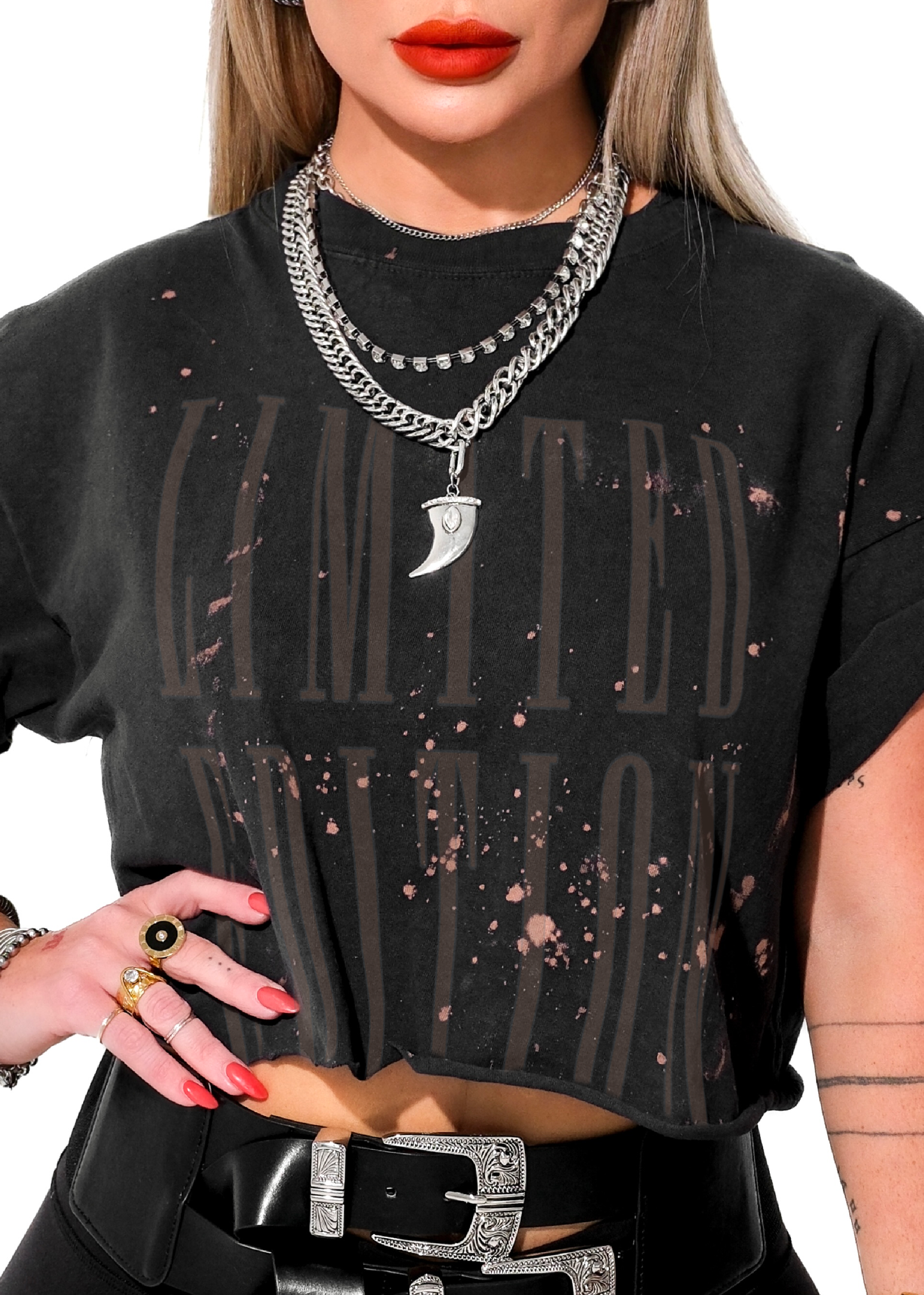 CROPPED LIMITED EDITION BLEACHED OUT GRAPHIC TEE
