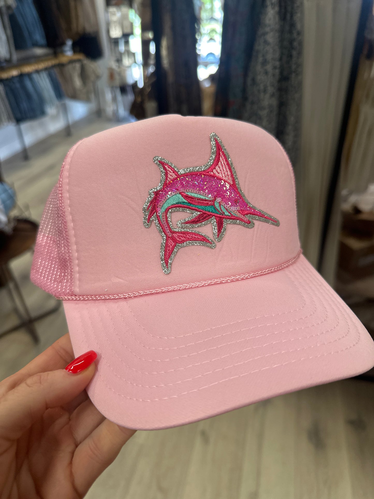 Preppy marlin sequin patch hat