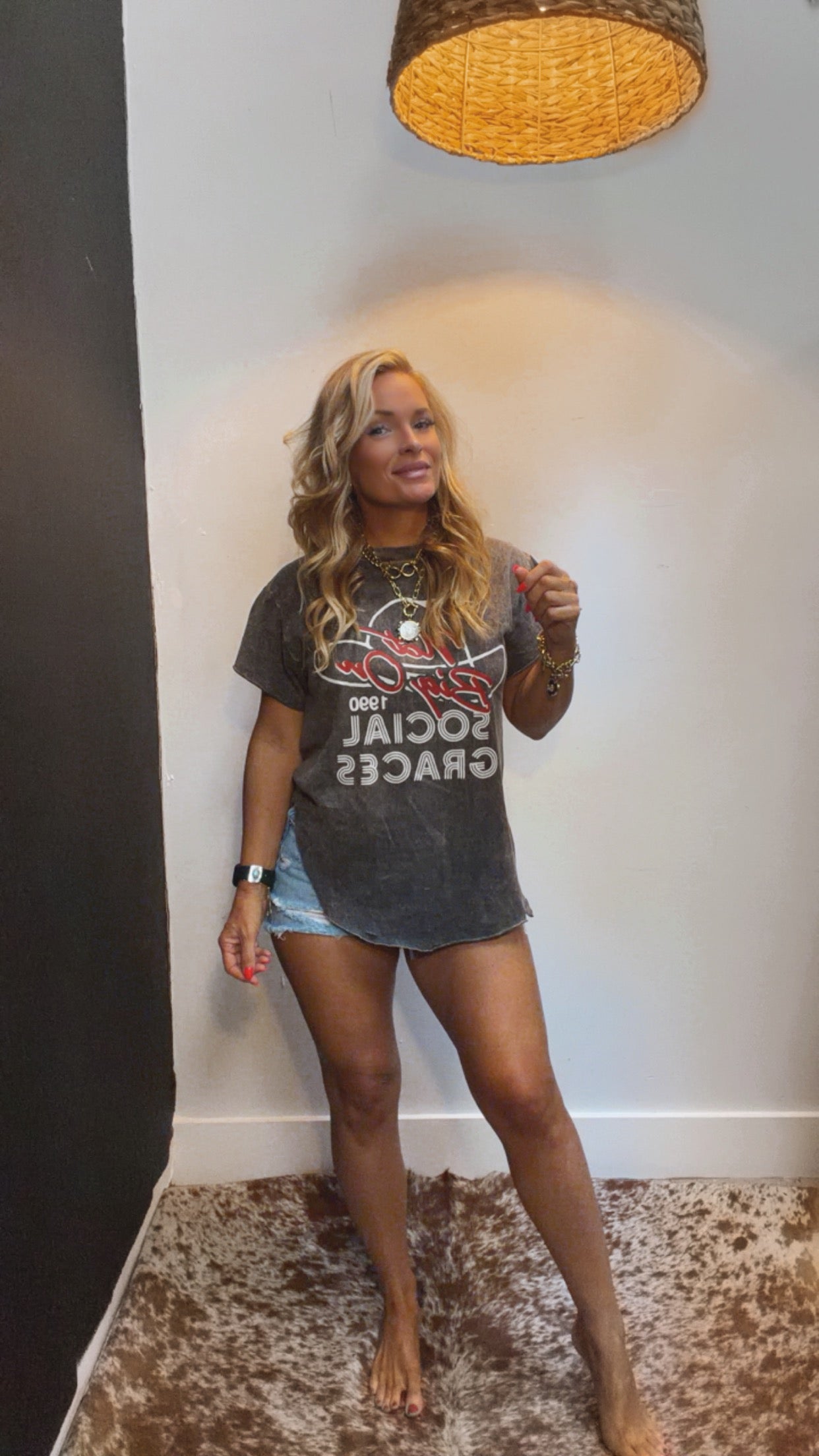 NOT BIG ON SOCIAL GRACES DESTRUCTED SIDE SLIT TEE