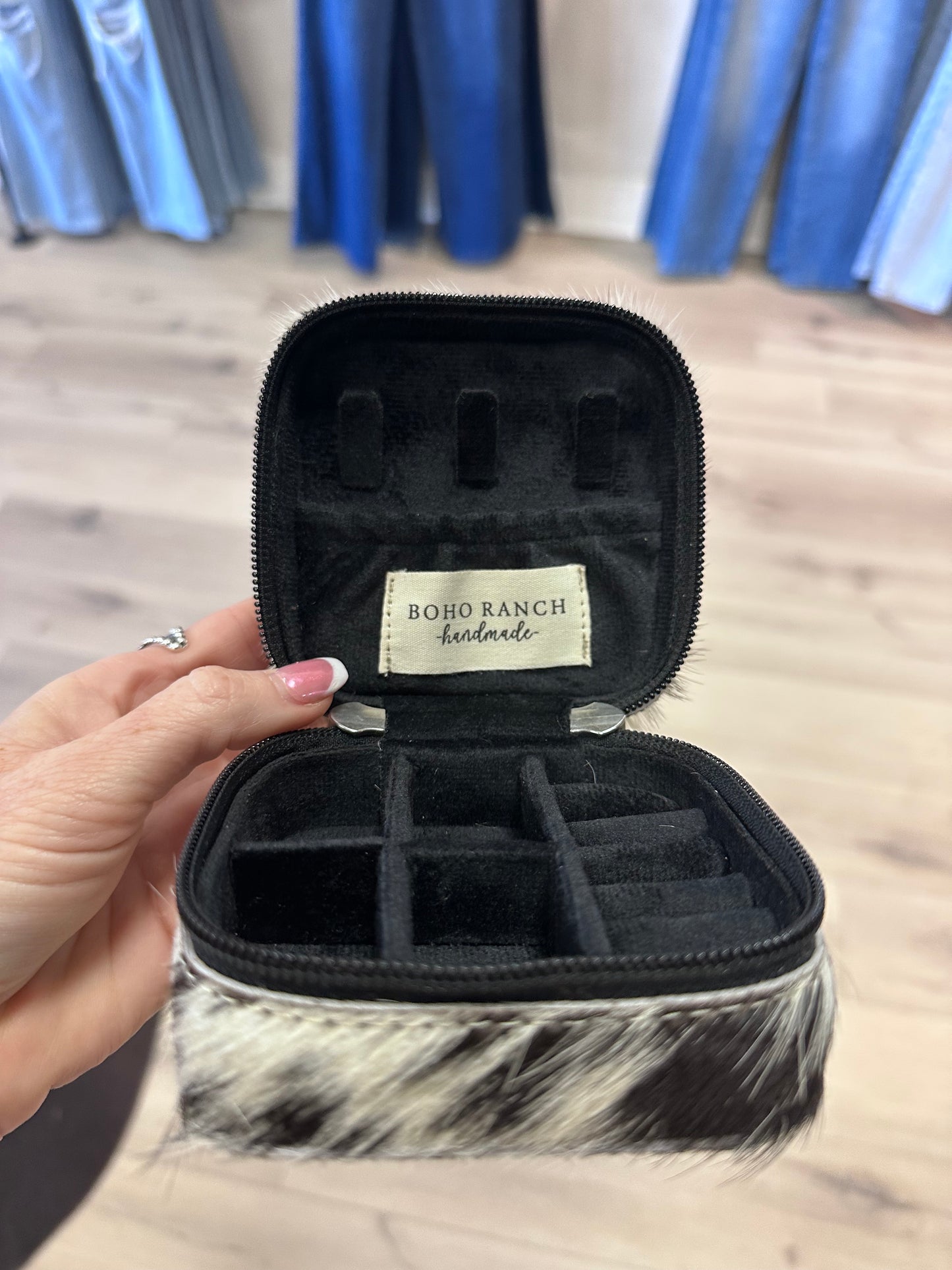 Mini cowhide jewelry box