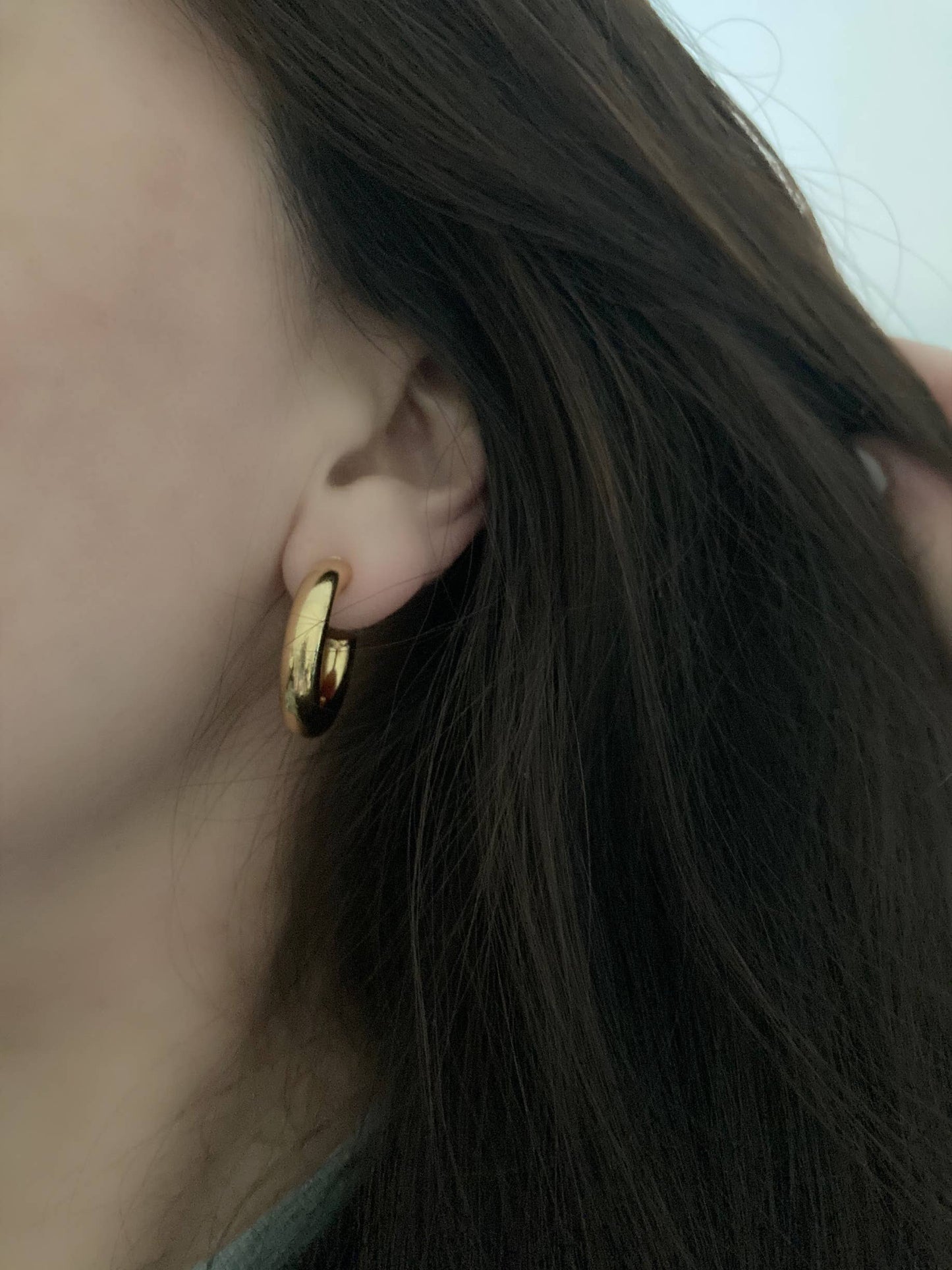 18k Gold Filled Thick Hoop Earrings