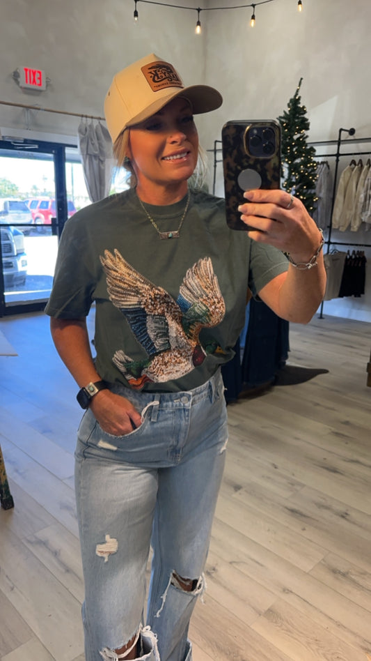 Faux rhinestone duck tee