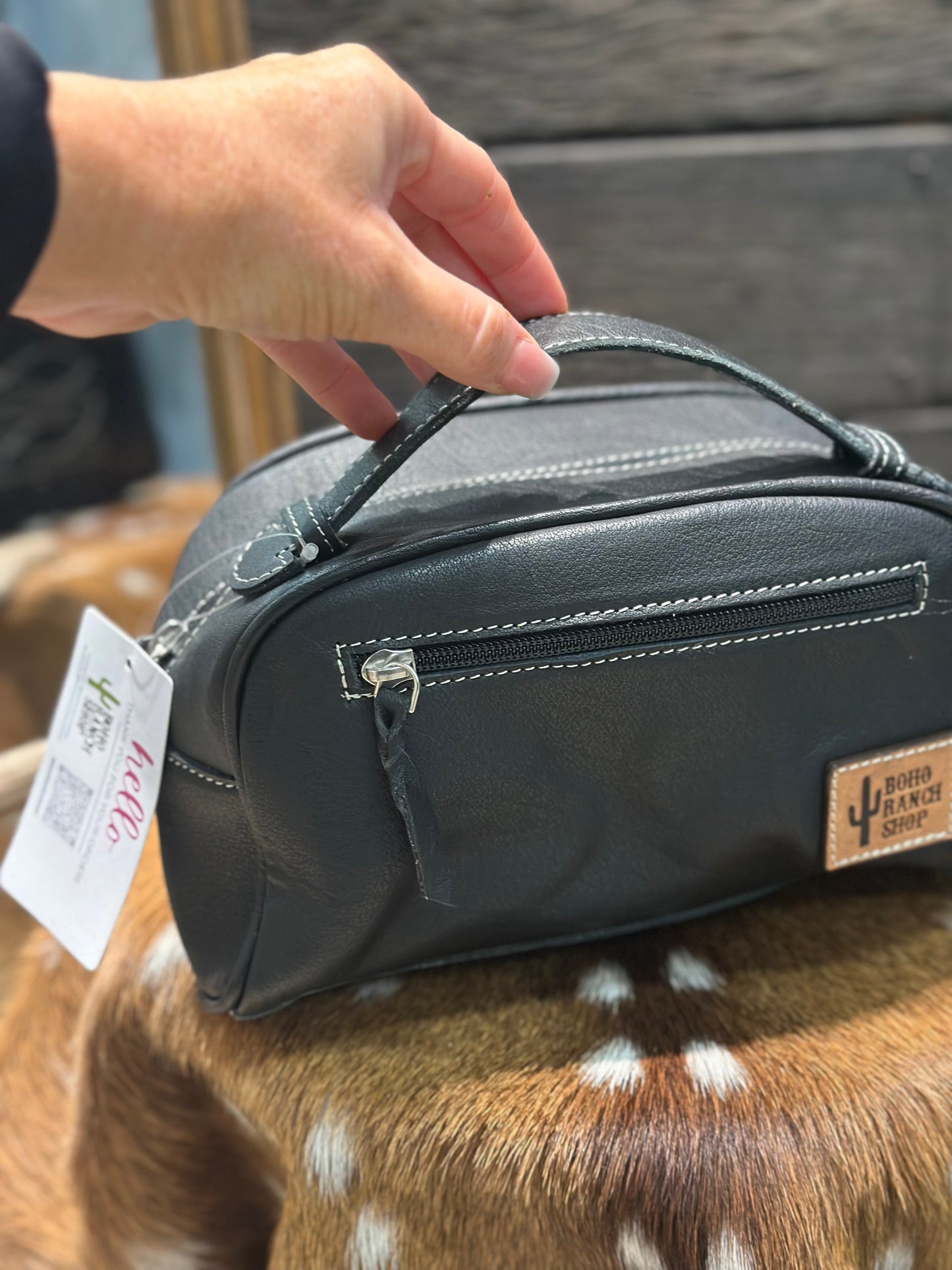 Boot stitch toiletry bag