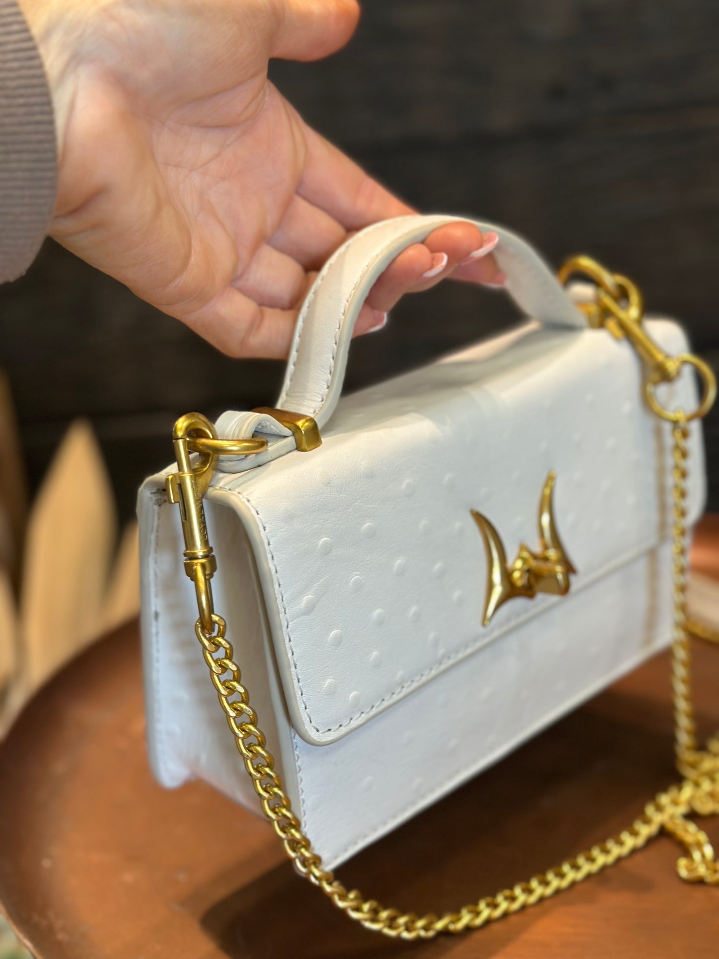 Valencia ostrich bag- white
