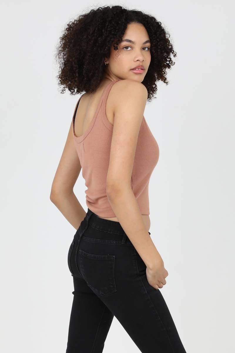 NOTCH NECK RIB TANK TOP