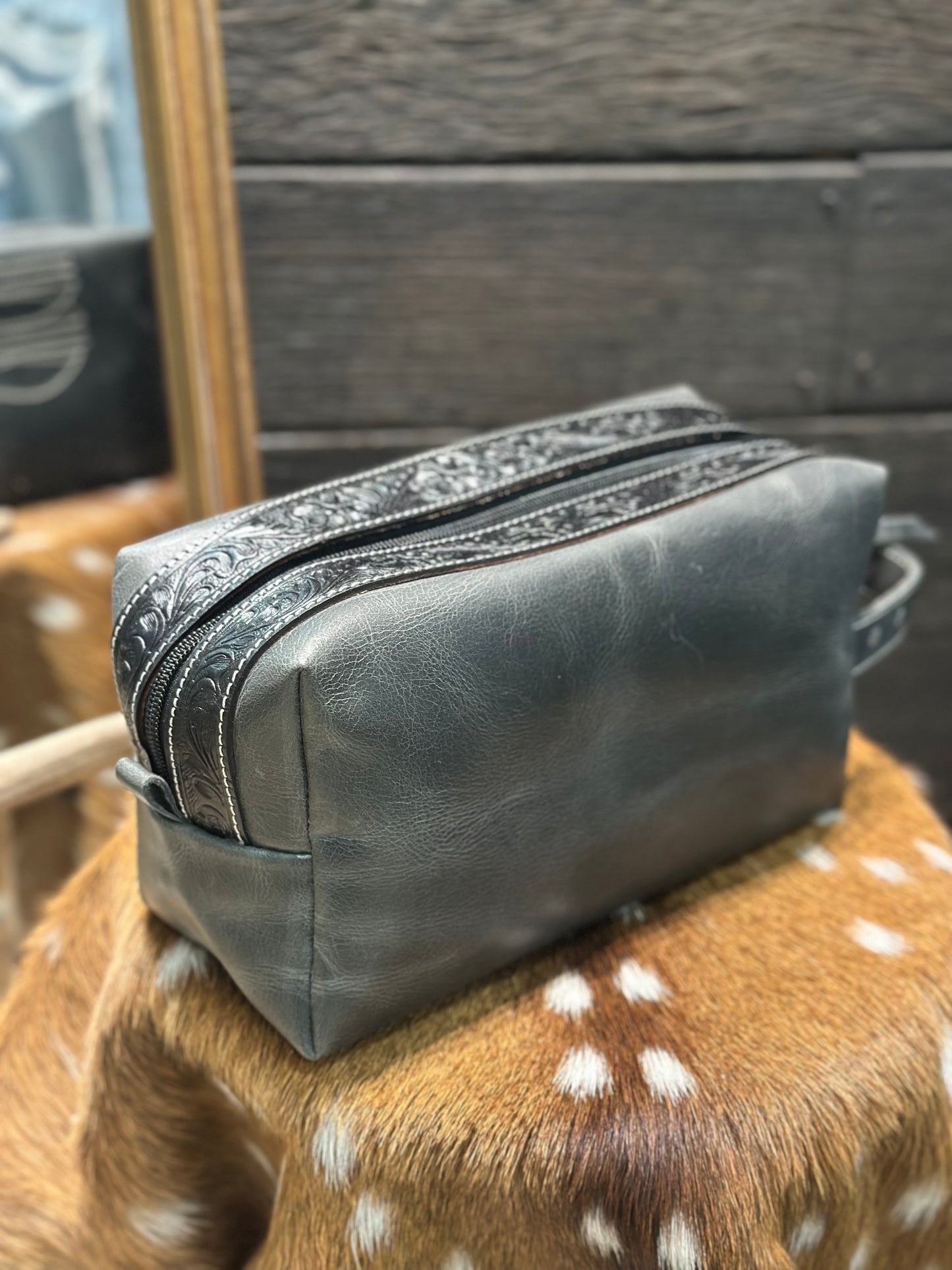 Tooled boot stitch toiletry