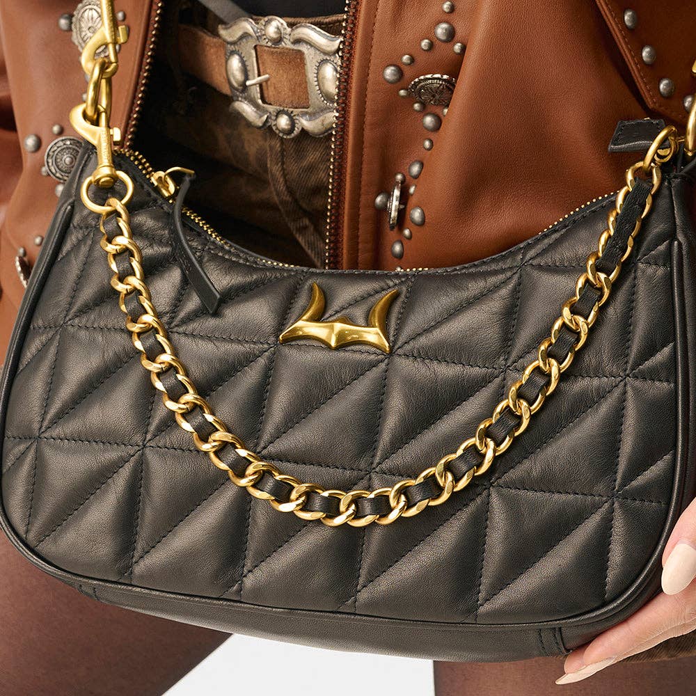 “Loyal West Jolene” Quilted Leather Bag-Black