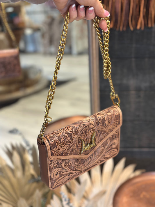 The LW on the go mini tooled chain bag
