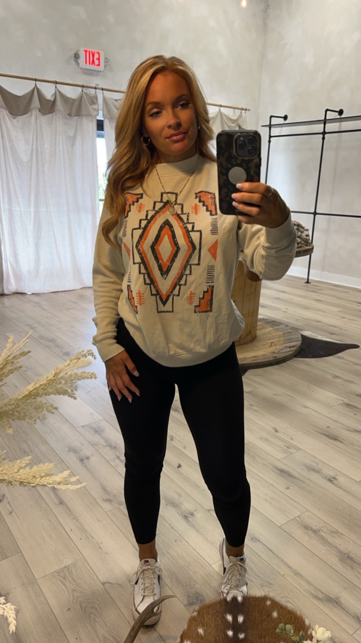 Aztec Mineral Sweatshirt in oatmeal