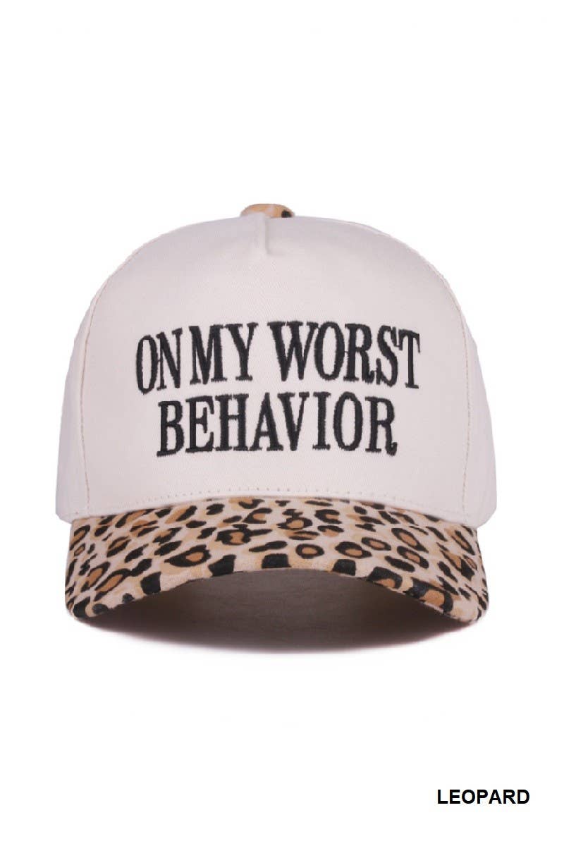 On My Worst Behavior Two Tone Canvas Cotton Cap