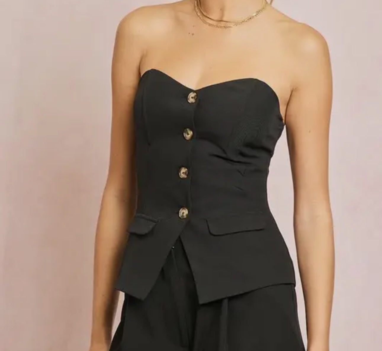 The tailored button front tube top (2 colors)